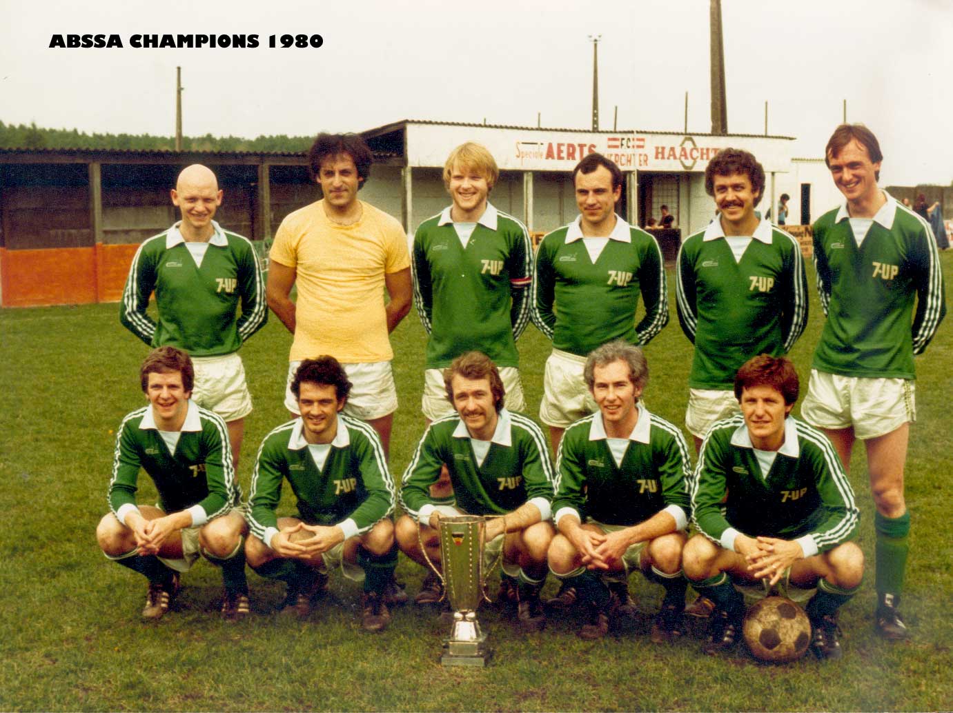 The RBBFC first team with a cup in 1980